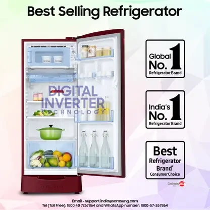 Samsung 183 LTR 3 STAR DIRECT COOL REFRIGERATOR RR20D1823RZ/HL MIDNIGHT BLOSSOM RED