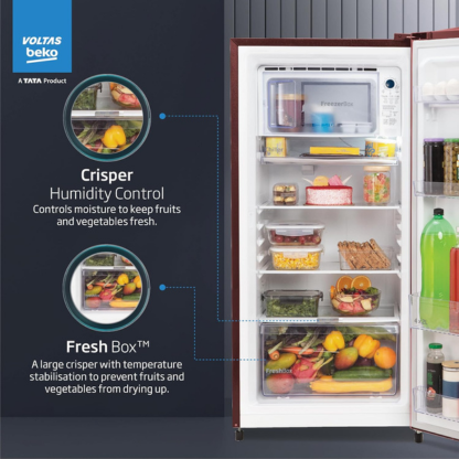 Voltas Beko 210 LTR 3 STAR DIRECT COOL REFRIGERATOR RDC245C / W0DWE0M000UGD DAHLIA WINE