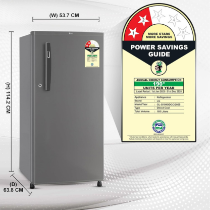LG 185 LTR 2 STAR SINGLE DOOR REFRIGERATOR GL-D199OEFC N/A