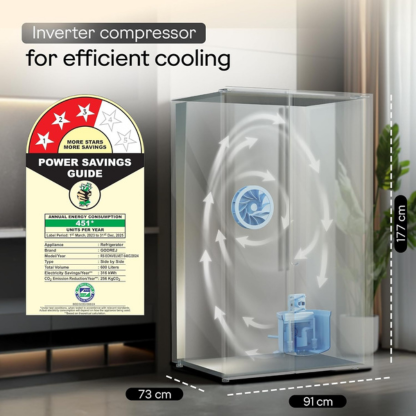 Godrej 600 LTR 3 STAR FROST FREE SIDE BY SIDE REFRIGERATOR RS EONVELVET 646C RIT OP BK OPERA BLACK