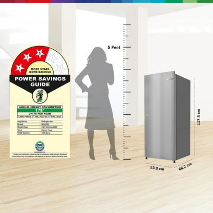 BOSCH 187 LTR 3 STAR DIRECT COOL REFRIGERATOR CST18S23NI FINE STEEL