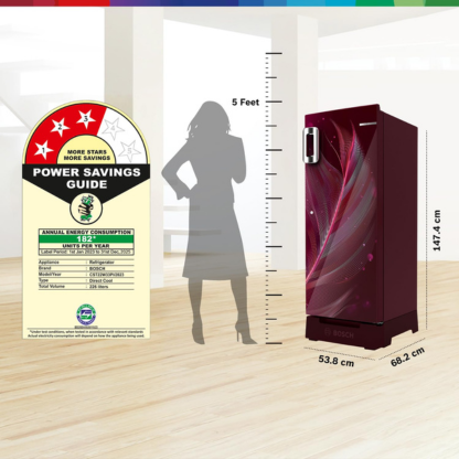 BOSCH 226 LTR N/A STAR DIRECT COOL REFRIGERATOR CST22W33PI FEATHER WINE