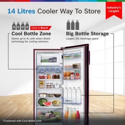 BOSCH 226 LTR N/A STAR DIRECT COOL REFRIGERATOR CST22W33PI FEATHER WINE